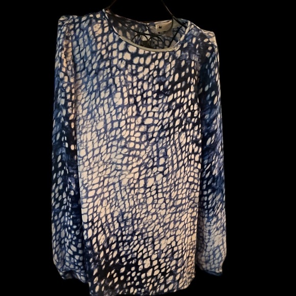 Michael Michael Kors Blue and White Ombre Tunic Blouse 6 Silver Logo - Picture 2 of 9